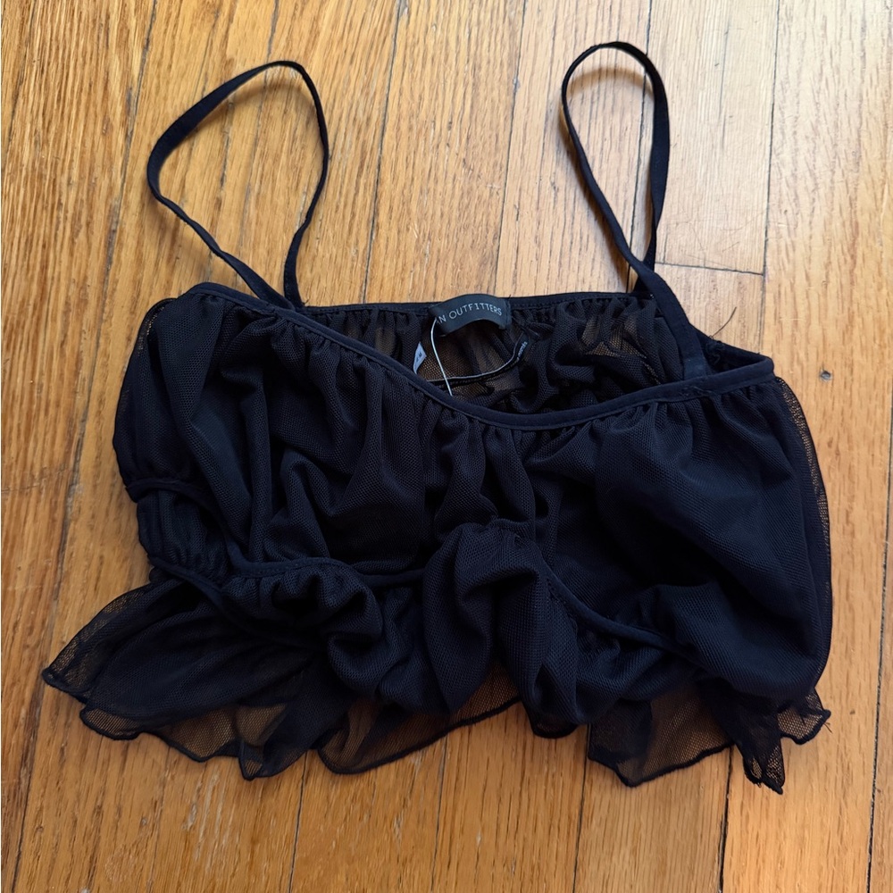 Black Sheer Ruffle Bralette - Women's Intimates